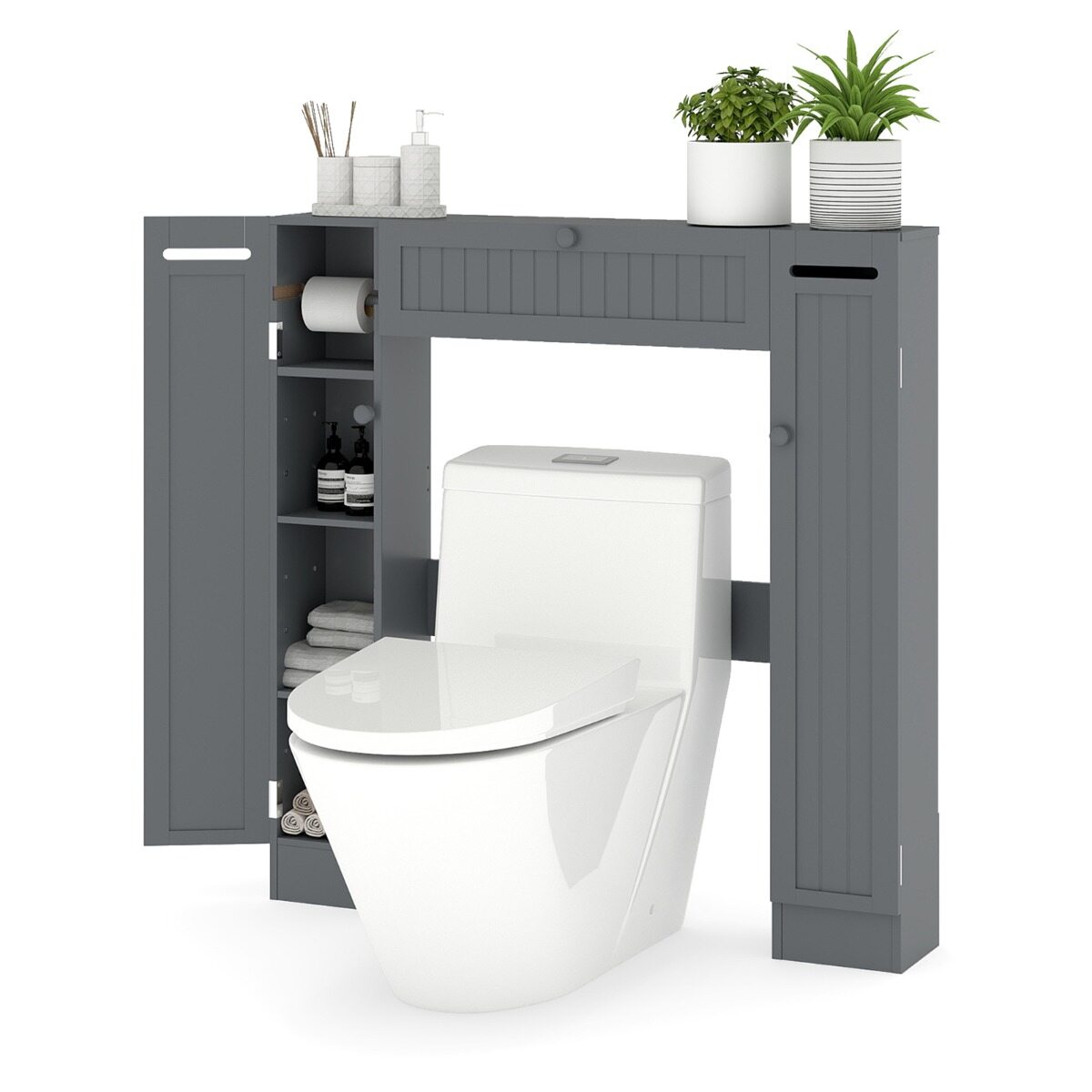 WC-kapi ülemine osa reguleeritavate riiulitega, hall