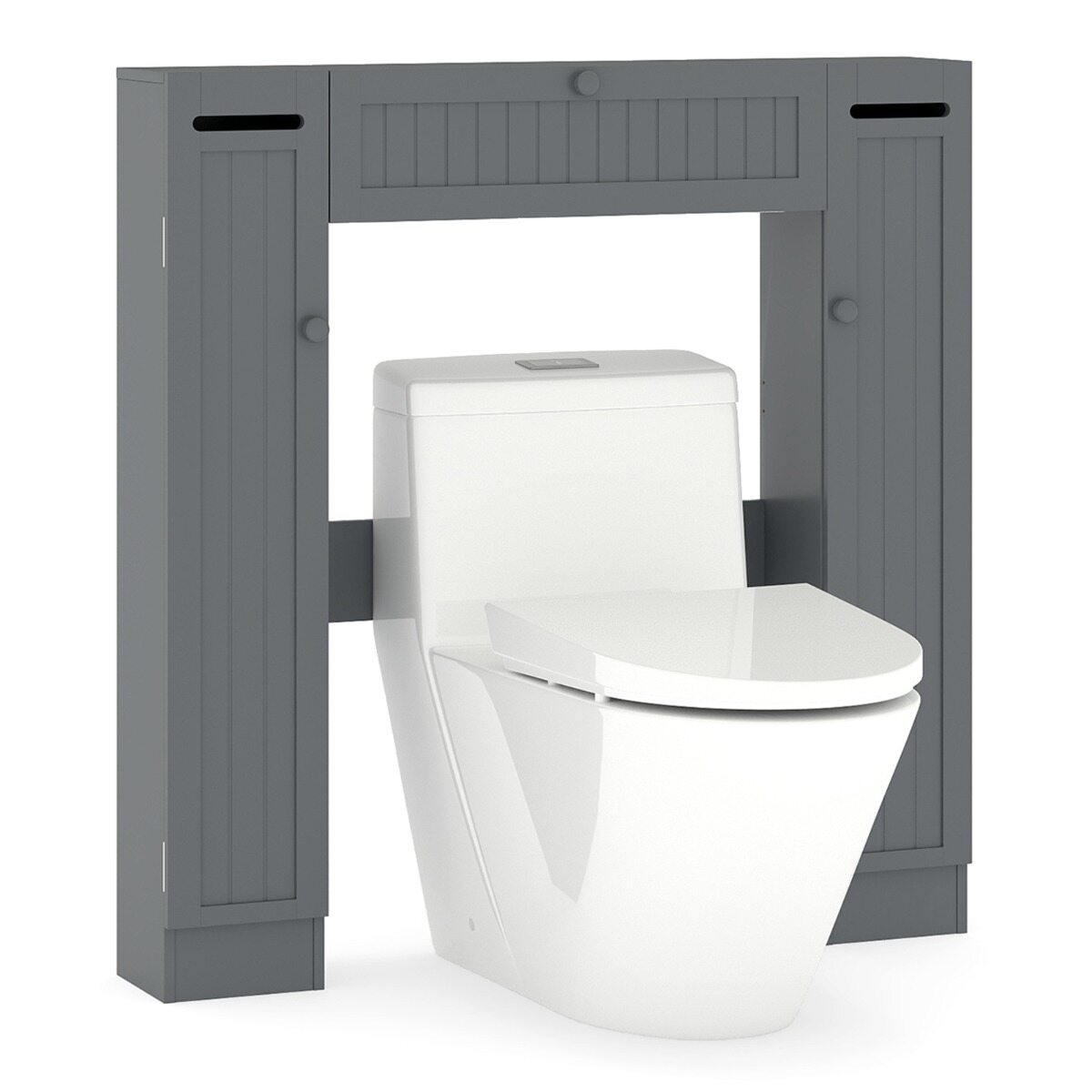 WC-kapi ülemine osa reguleeritavate riiulitega, hall