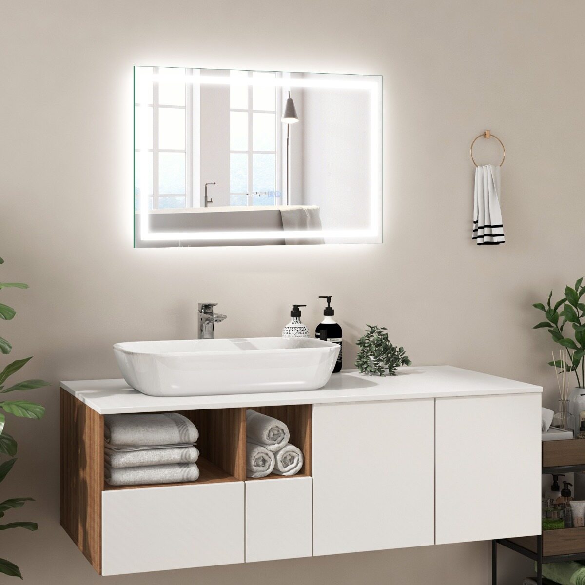 60×40 cm LED Vannitoa Peegel Anti-Uduga Reguleeritav Valgus