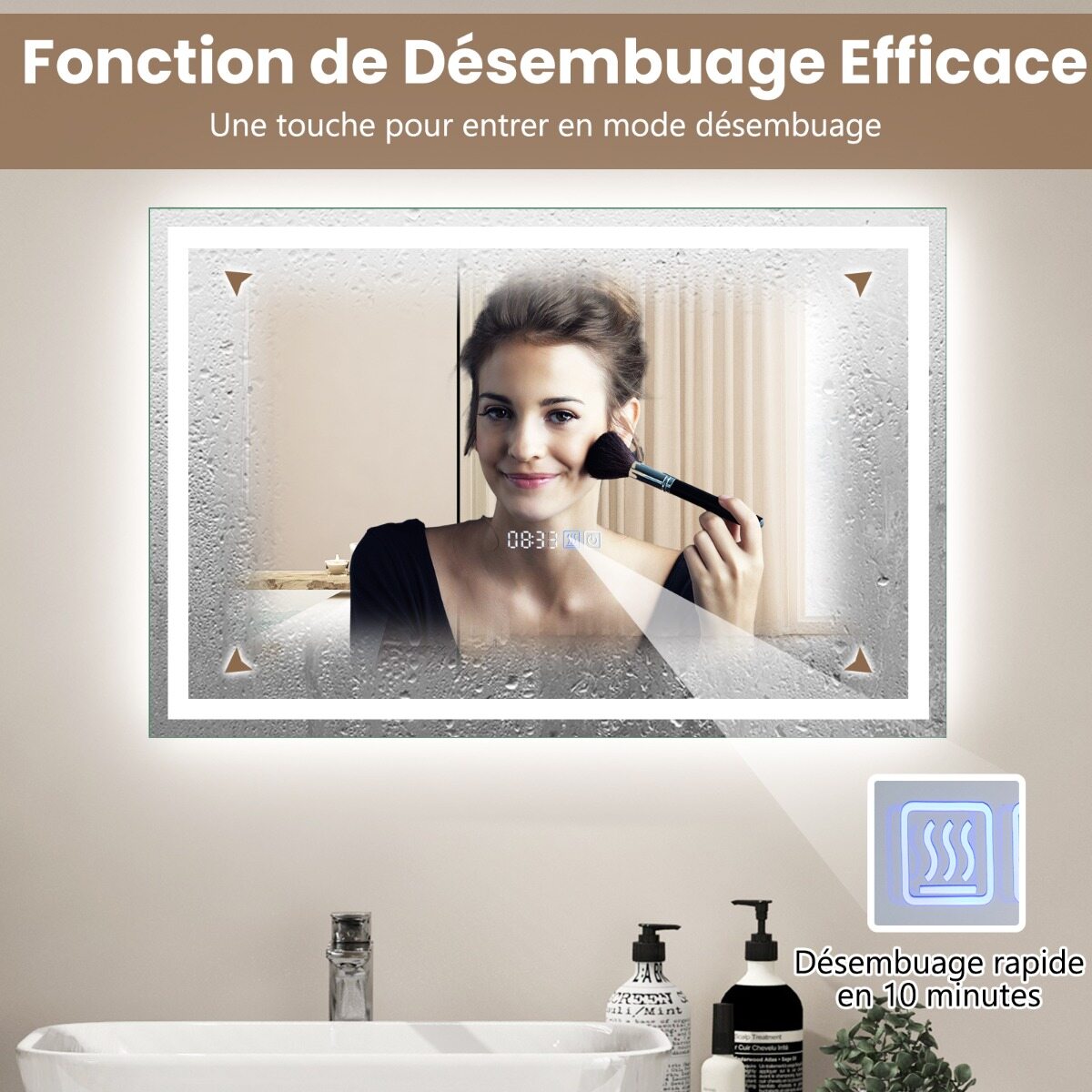 60×40 cm LED Vannitoa Peegel Anti-Uduga Reguleeritav Valgus