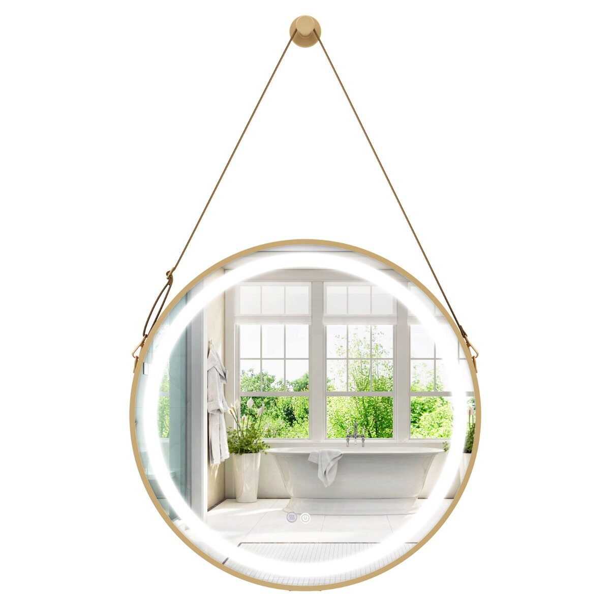 60 cm ümmargune vannitoapeegel LED-valgusega