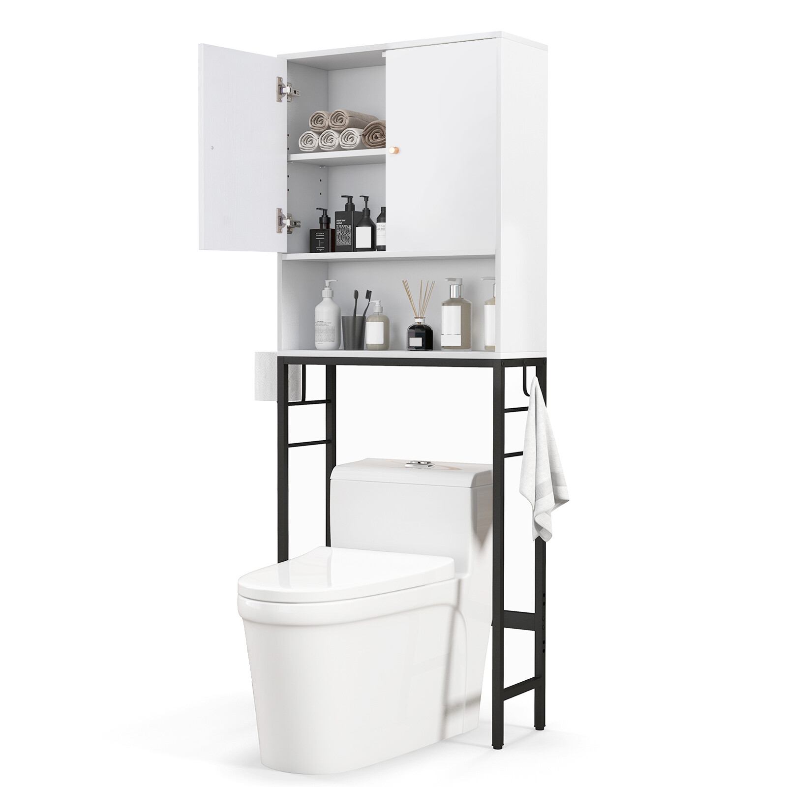 WC Kohale Paigaldatav Vannitoa Kapp 2 Uksega ja Reguleeritava Riiuliga