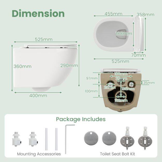 Seinapealne keraamiline WC-pott 4/6L pehme sulgumisega