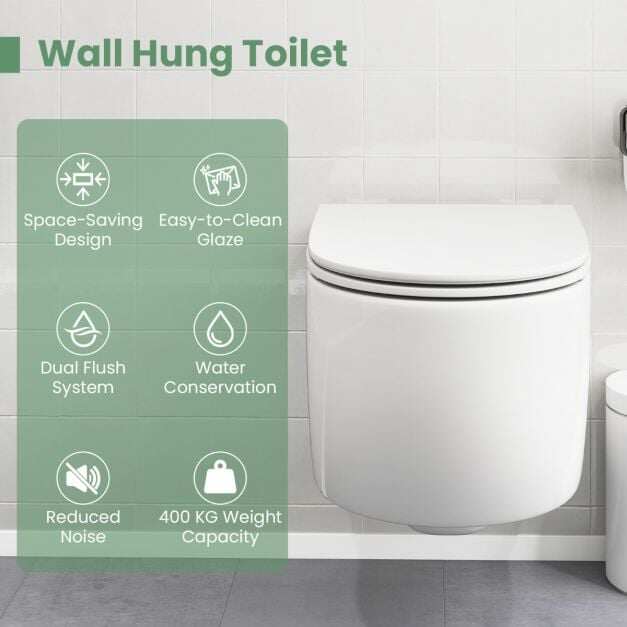 Seinapealne keraamiline WC-pott 4/6L pehme sulgumisega