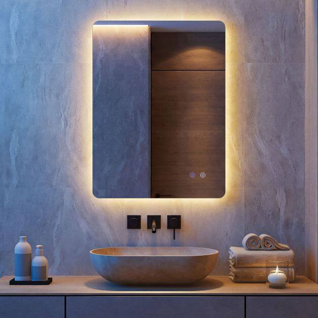 80×60 cm LED-valgustusega ristkülikukujuline vannitoapeegel