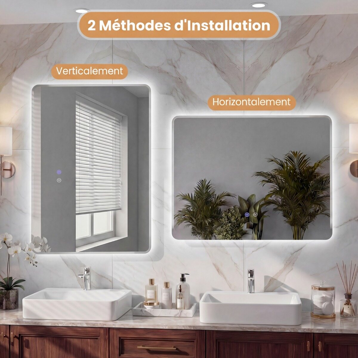 80×60 cm LED-vannitoa peegel karastatud klaasiga