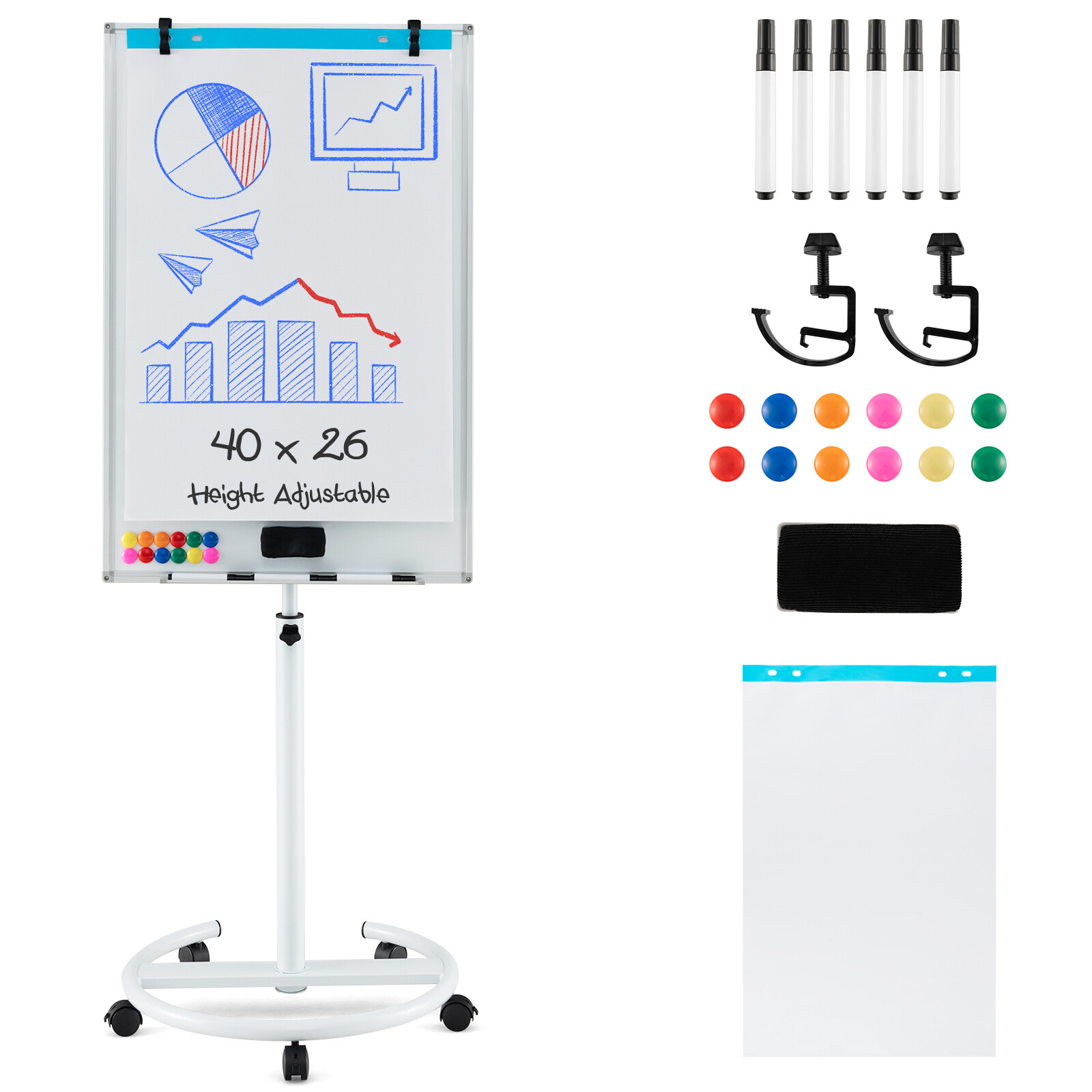 100×65 cm Reguleeritav Rullvalge Tahvel