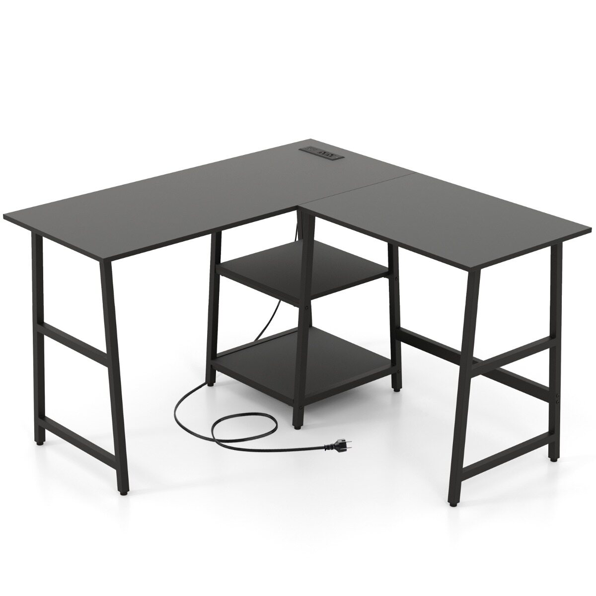 L-kujuline nurgalaud pistikute ja USB-ga 120×120 cm must