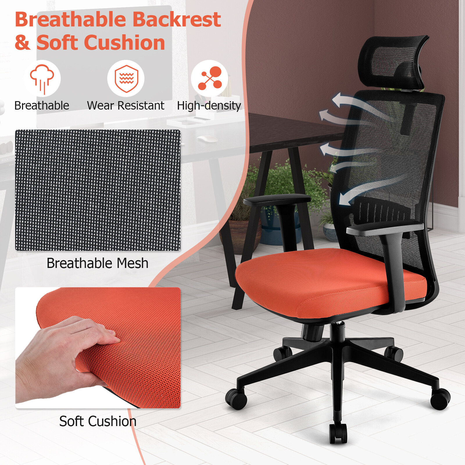 Ergonoomiline kontoritool peatoega must