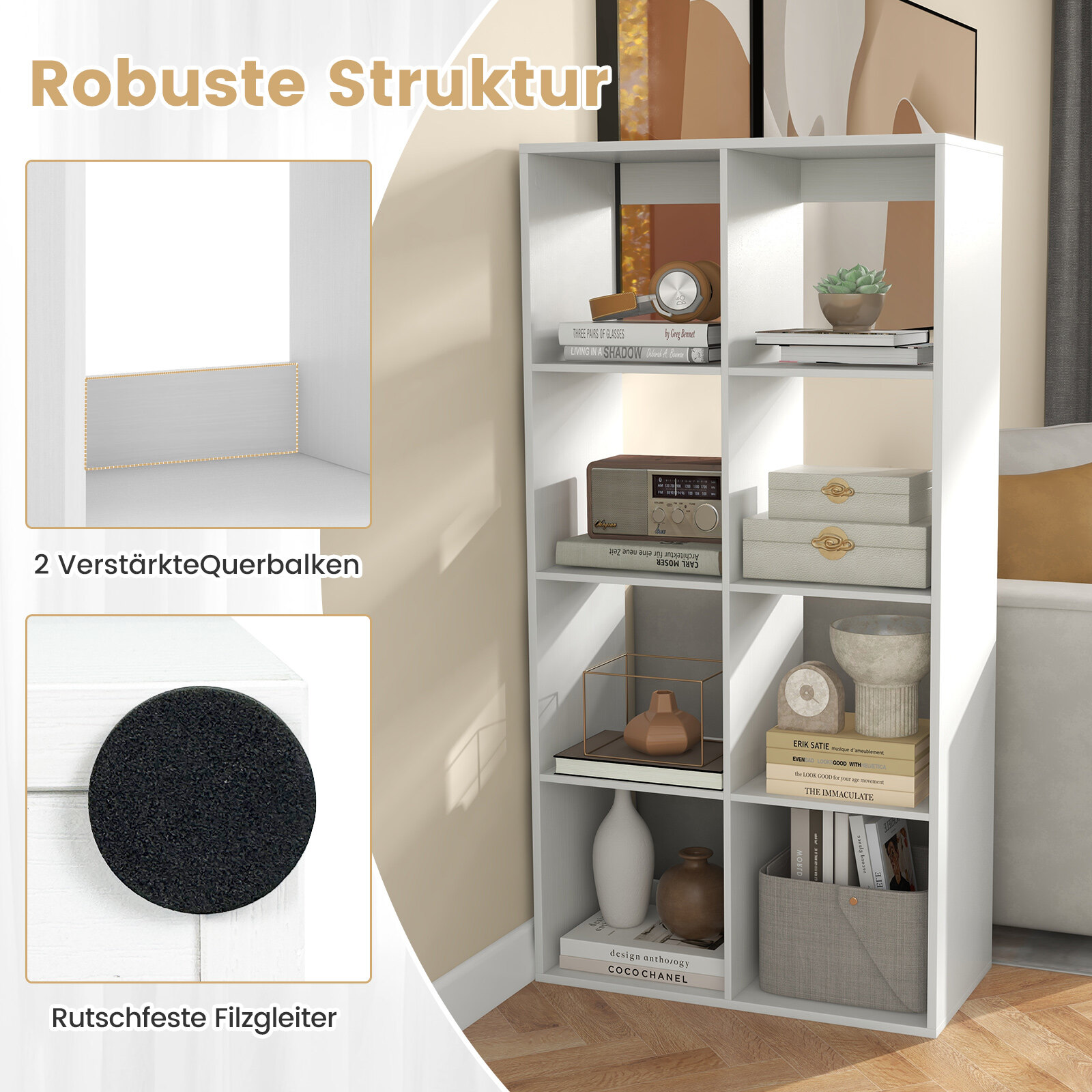 8-kuubikuga riiul, valge
