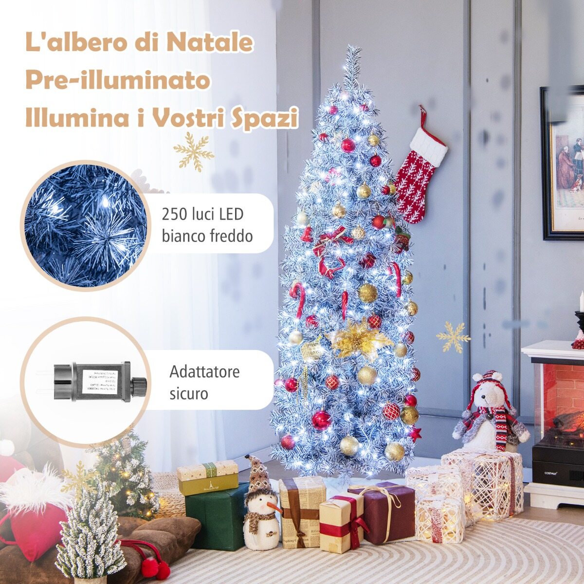 180 cm Valge-Must Kunstkuusk 250 LED