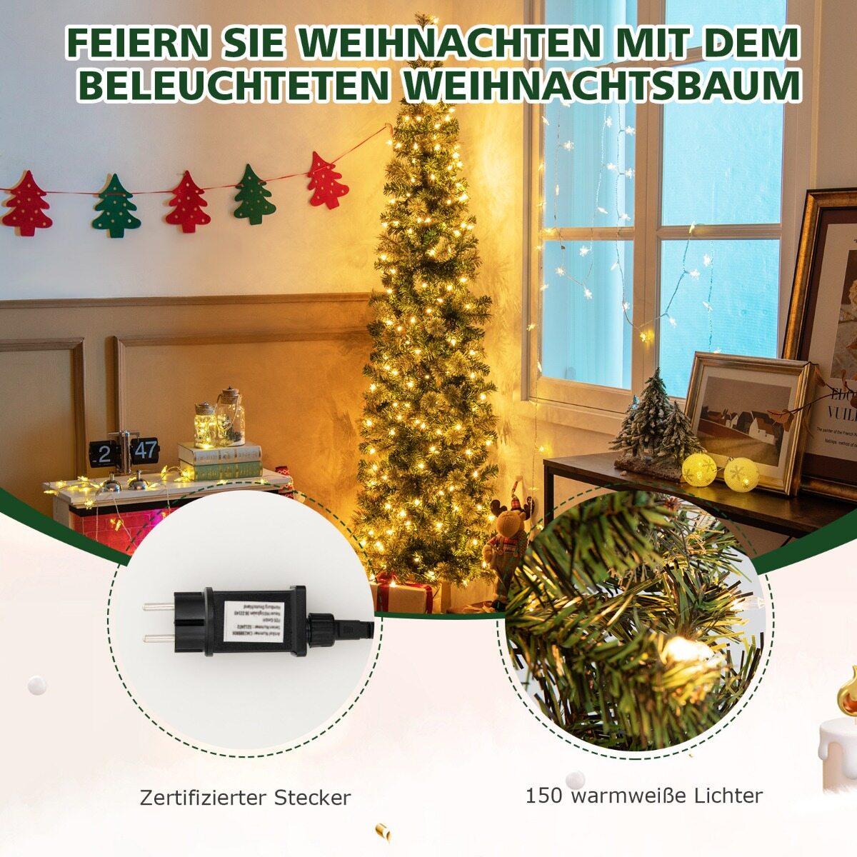 210cm Poolkuusk LED-valgustusega