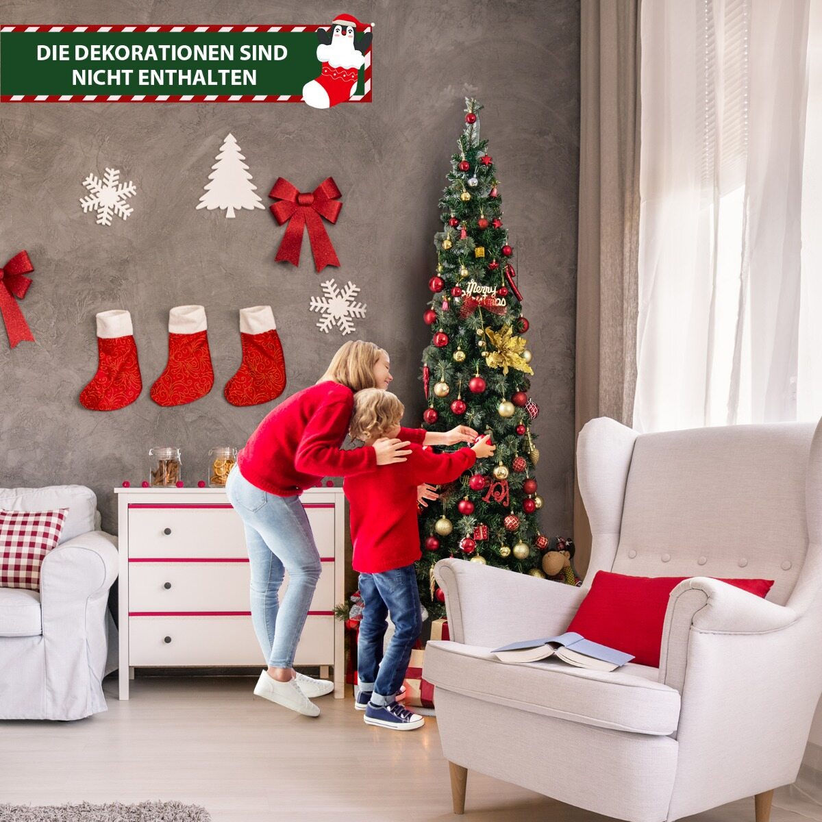210cm Poolkuusk LED-valgustusega