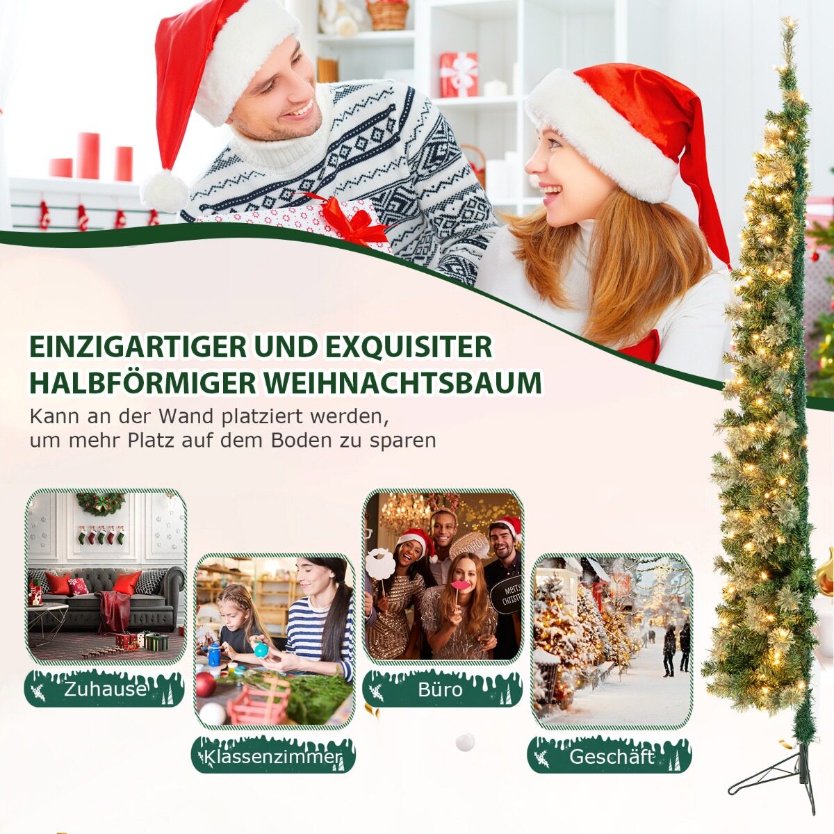 210cm Poolkuusk LED-valgustusega