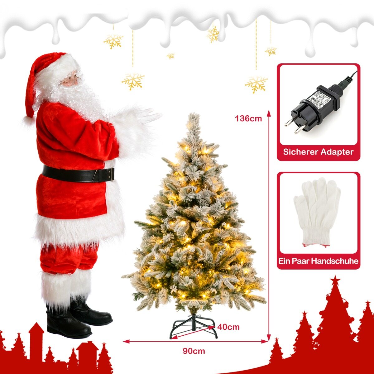 136cm Kunstkuusk Lumega & 150 LED-valgust