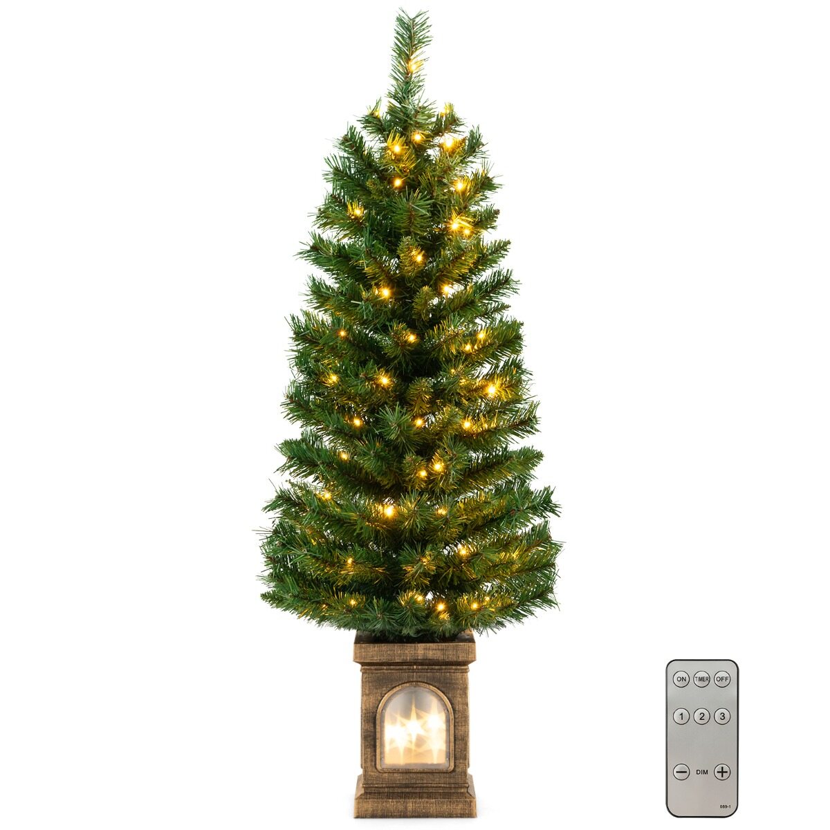 120 cm LED-valgustusega kunstkuusk potis
