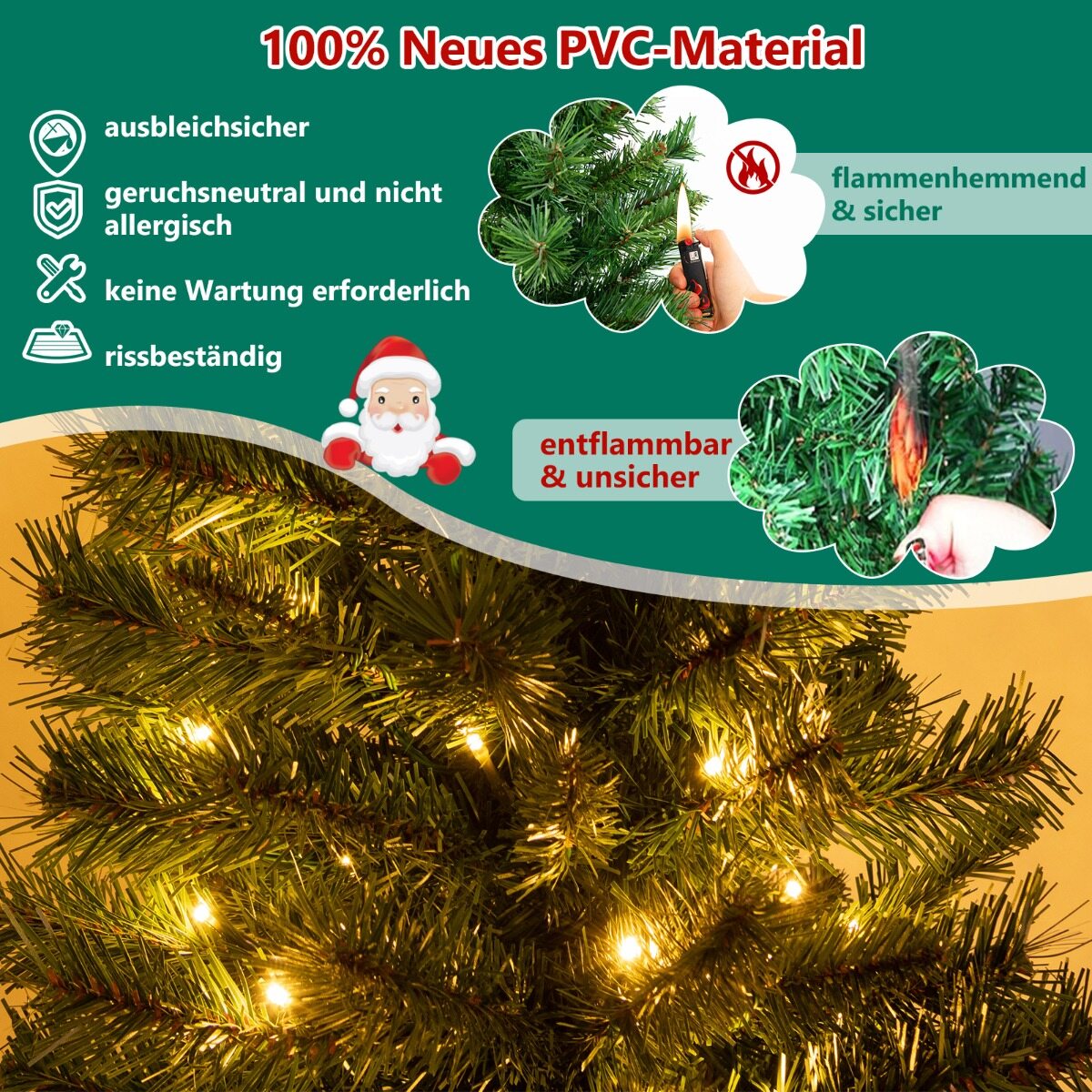 120 cm LED-valgustusega kunstkuusk potis