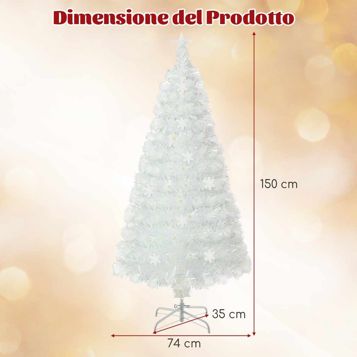 150cm kiudoptiline jõulupuu LEDidega