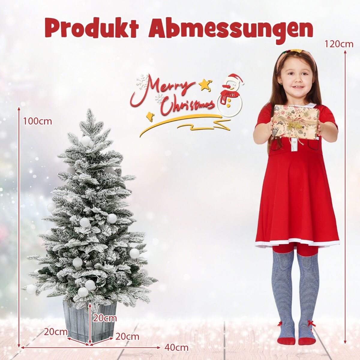 100cm LED Jõulupuu Lumega Potis