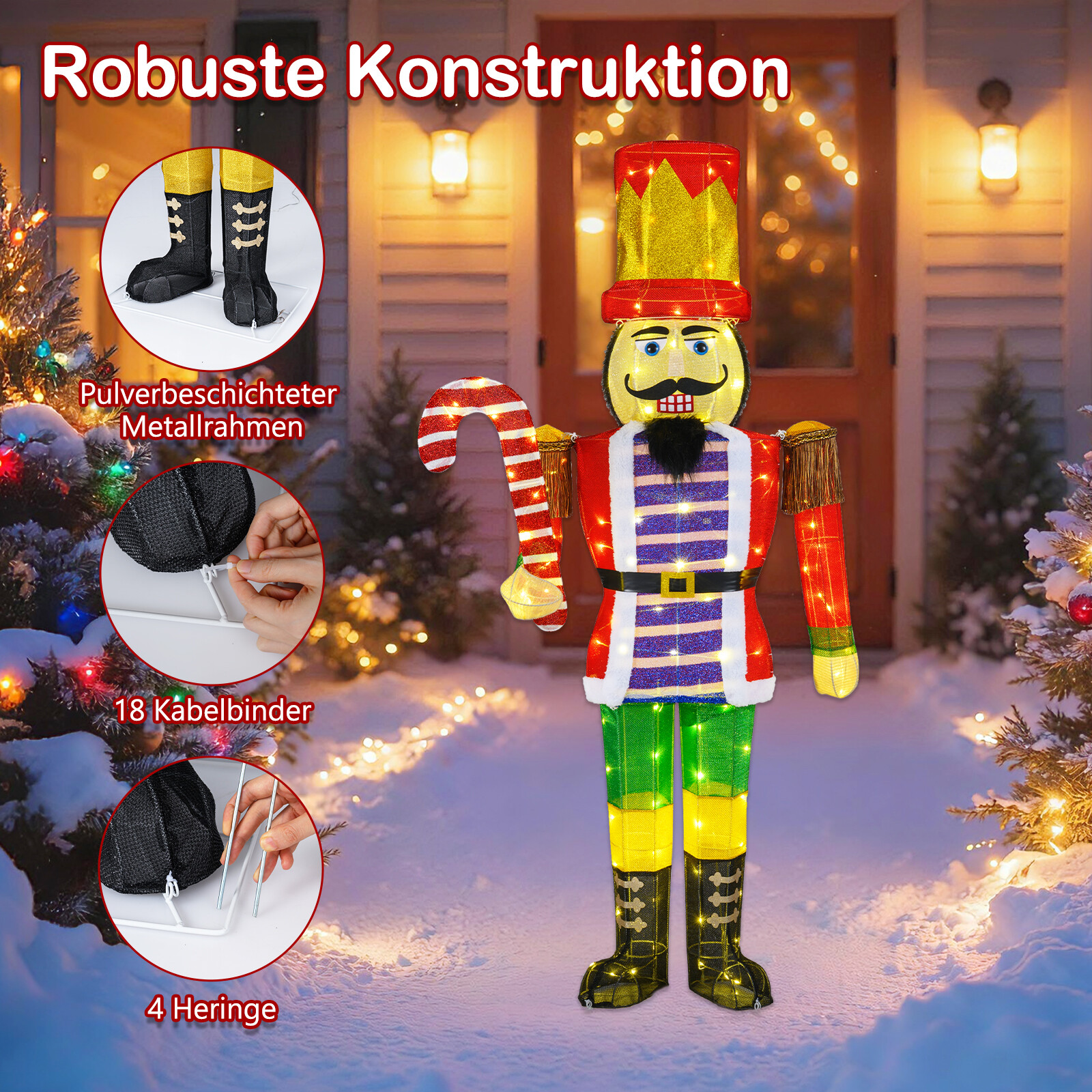 170 cm Jõulupähklipureja LED-valgustusega