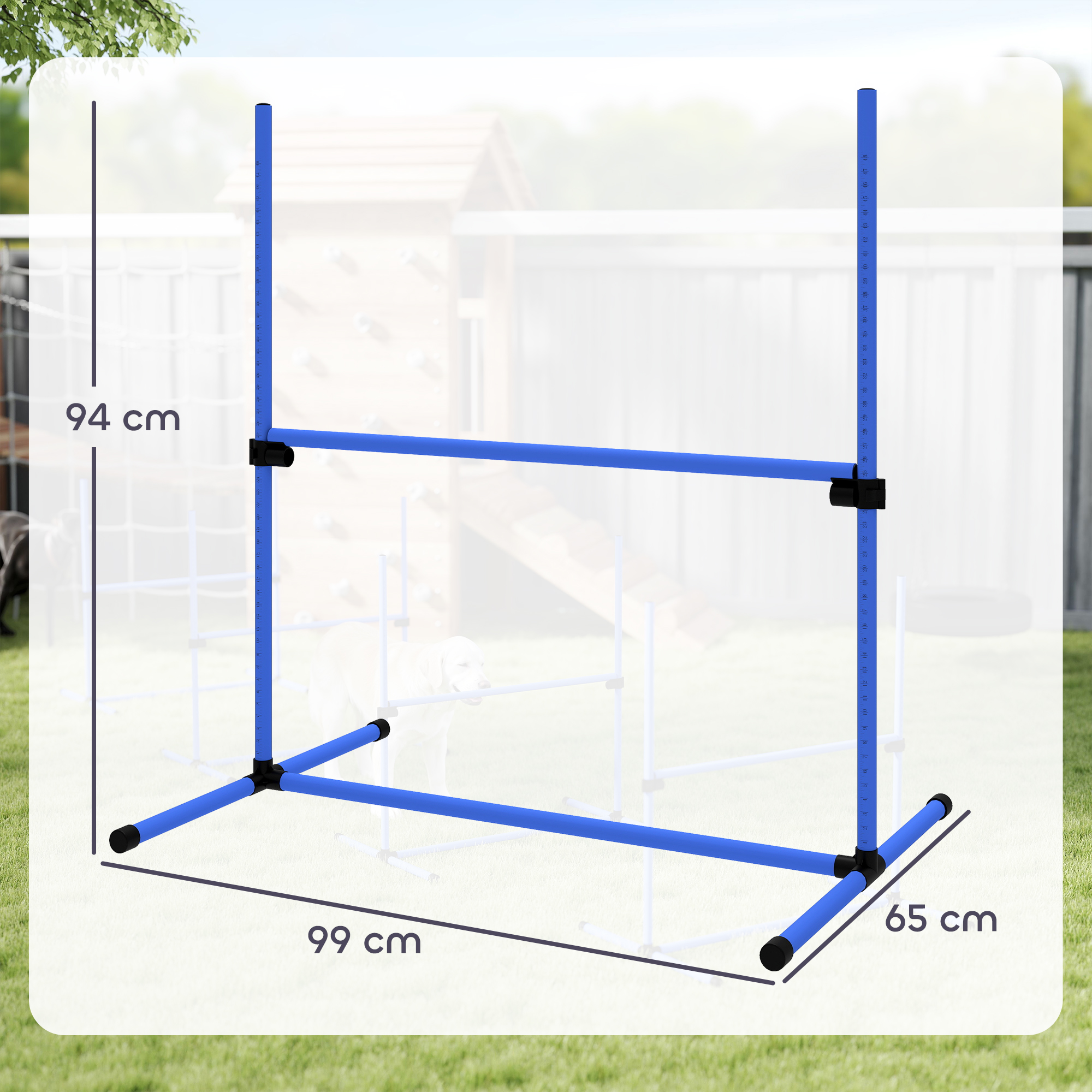 Reguleeritav koera agility komplekt, 4-osaline, sinine, 99 x 65 x 94 cm