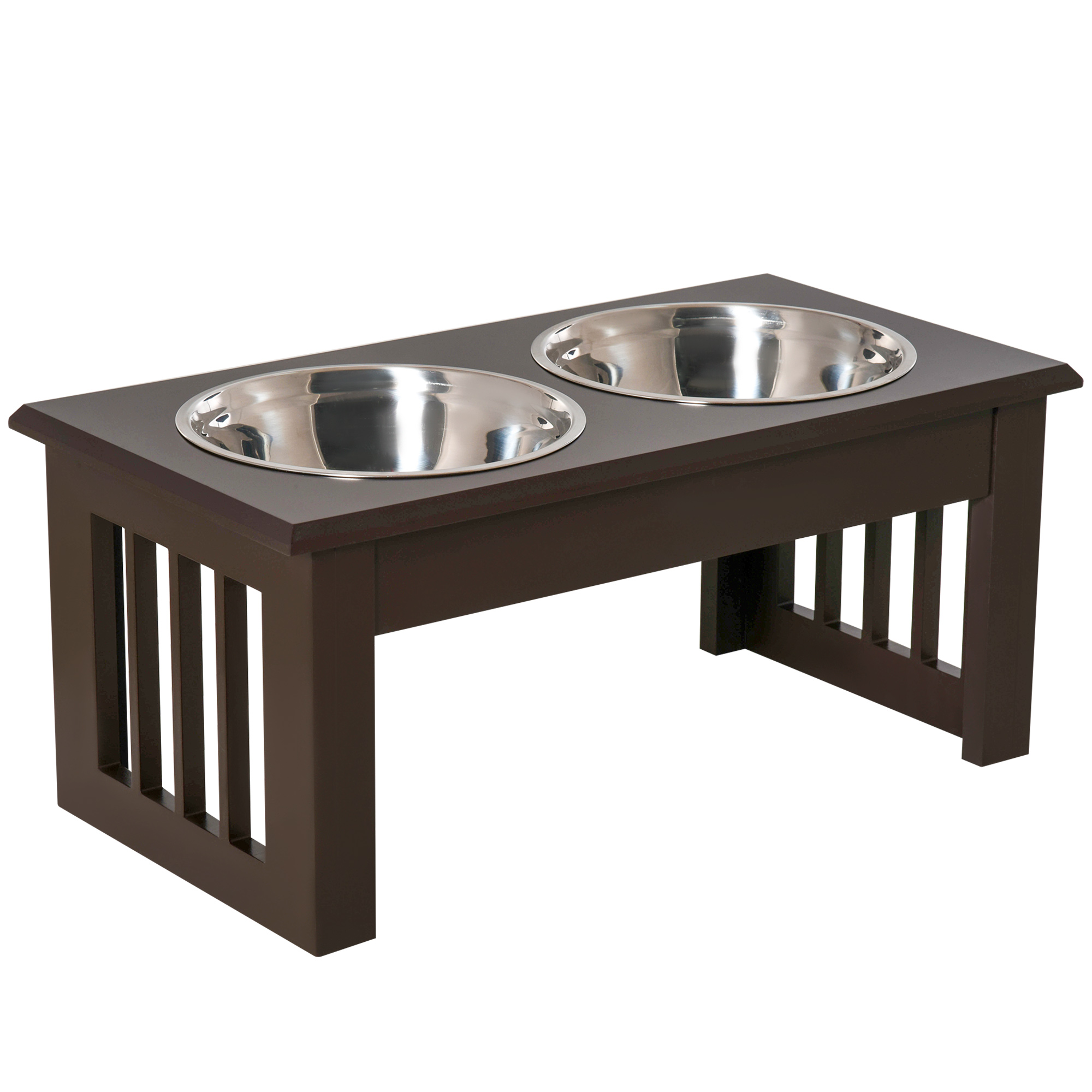 Kõrgendatud koeratoidujaam 2 kausiga, Espresso, 2 x 900 ml, 44 x 24 x 15 cm
