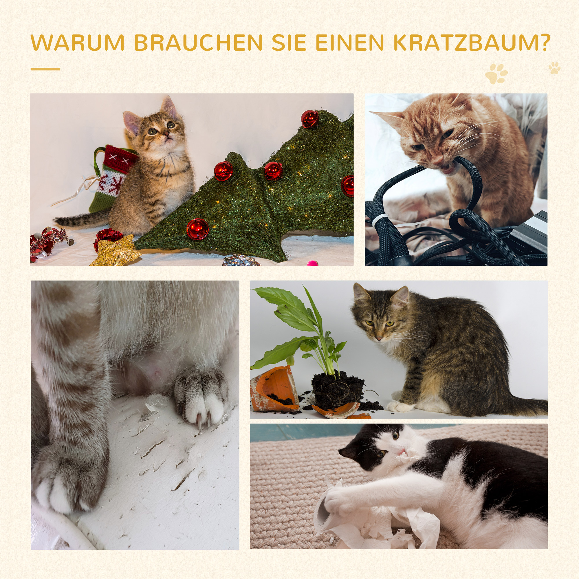 Kraapimispuu 3 trepi ja ülemise platvormiga, umbes 100 cm, beež ja hall
