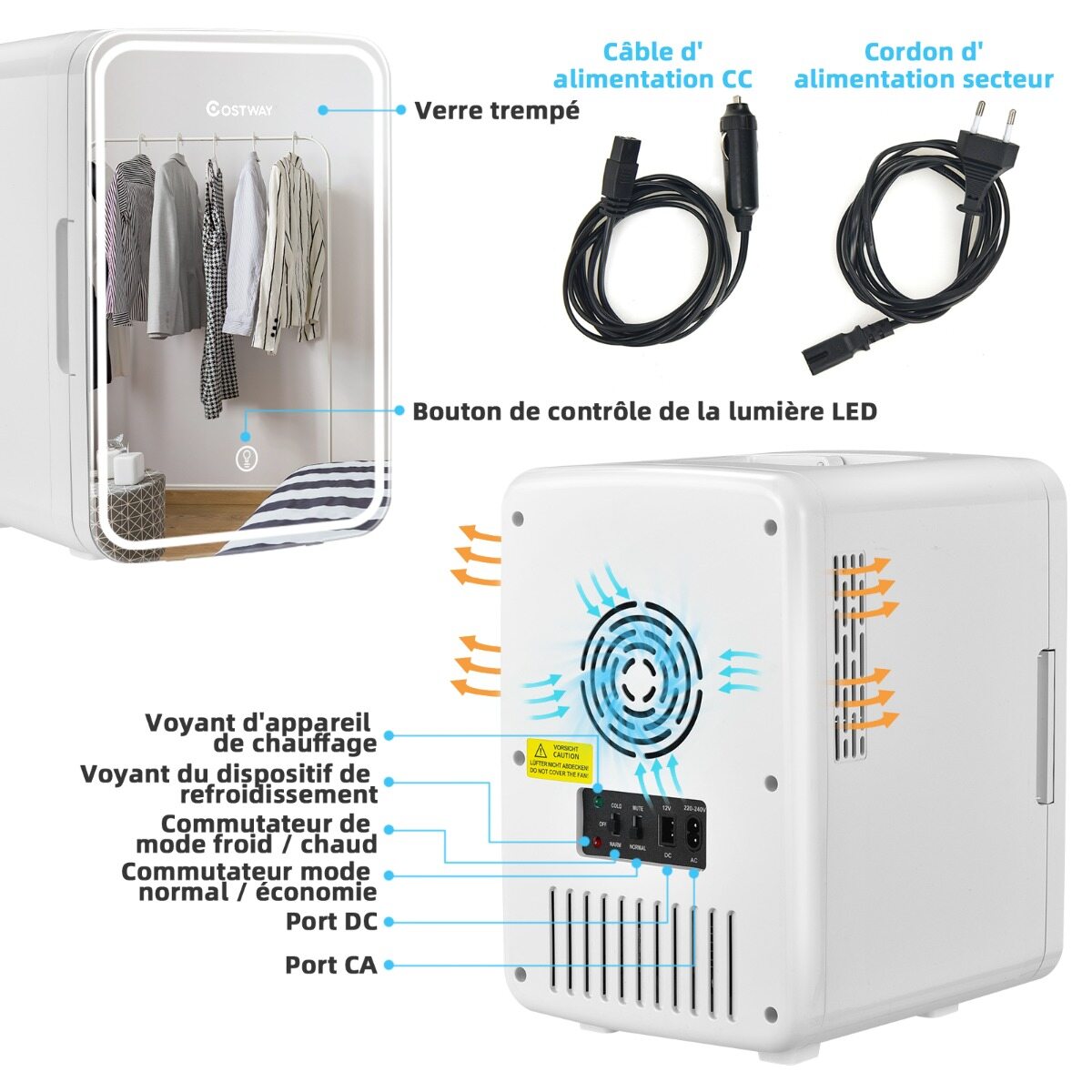 10L Mini külmik LED peegliga