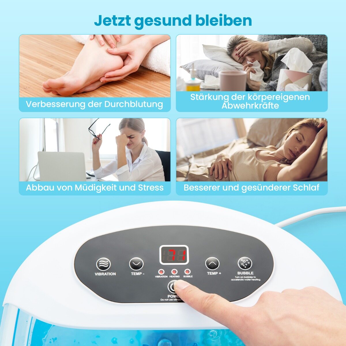 Jalamassaaž Spa 500W Pediküürikiviga Sinine
