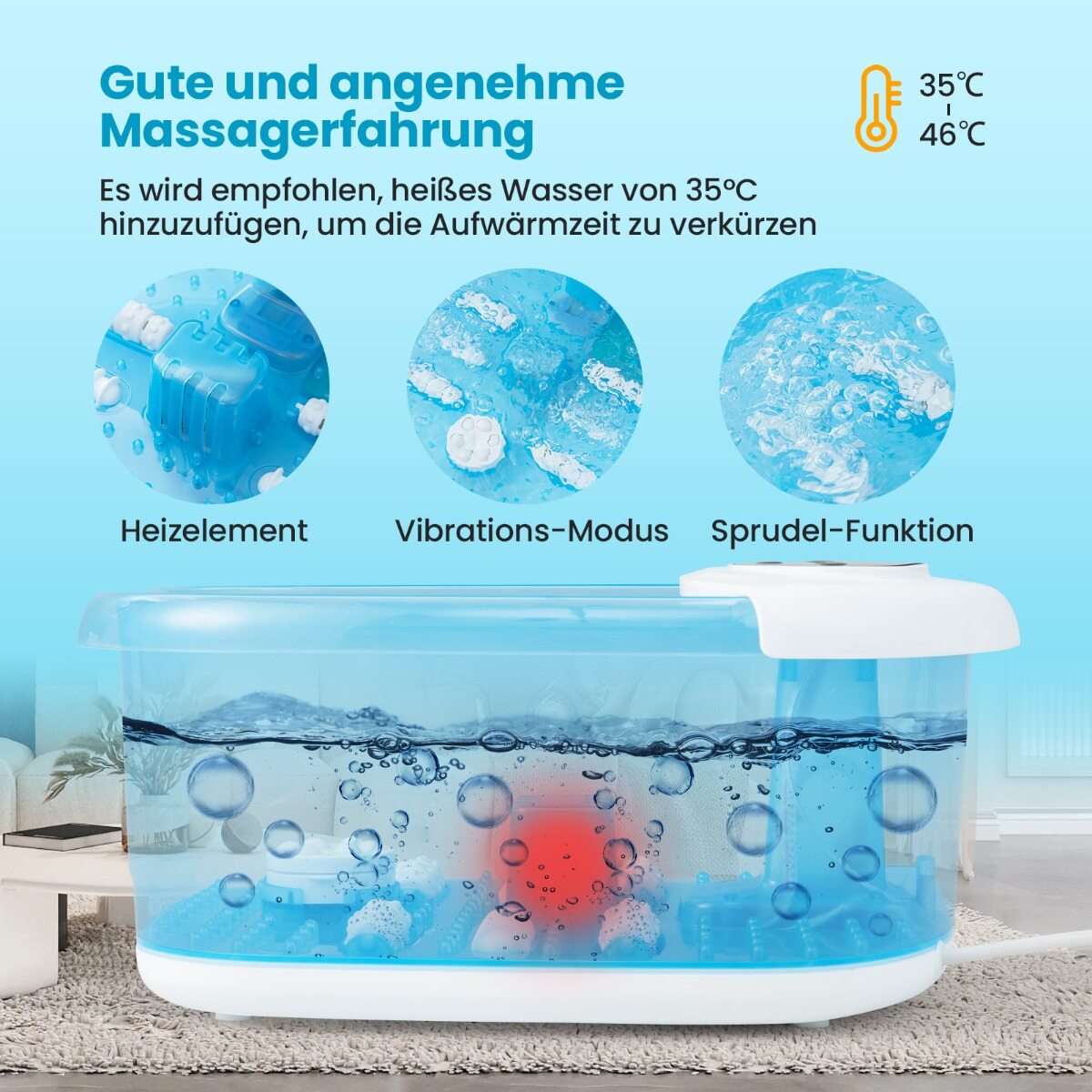 Jalamassaaž Spa 500W Pediküürikiviga Sinine