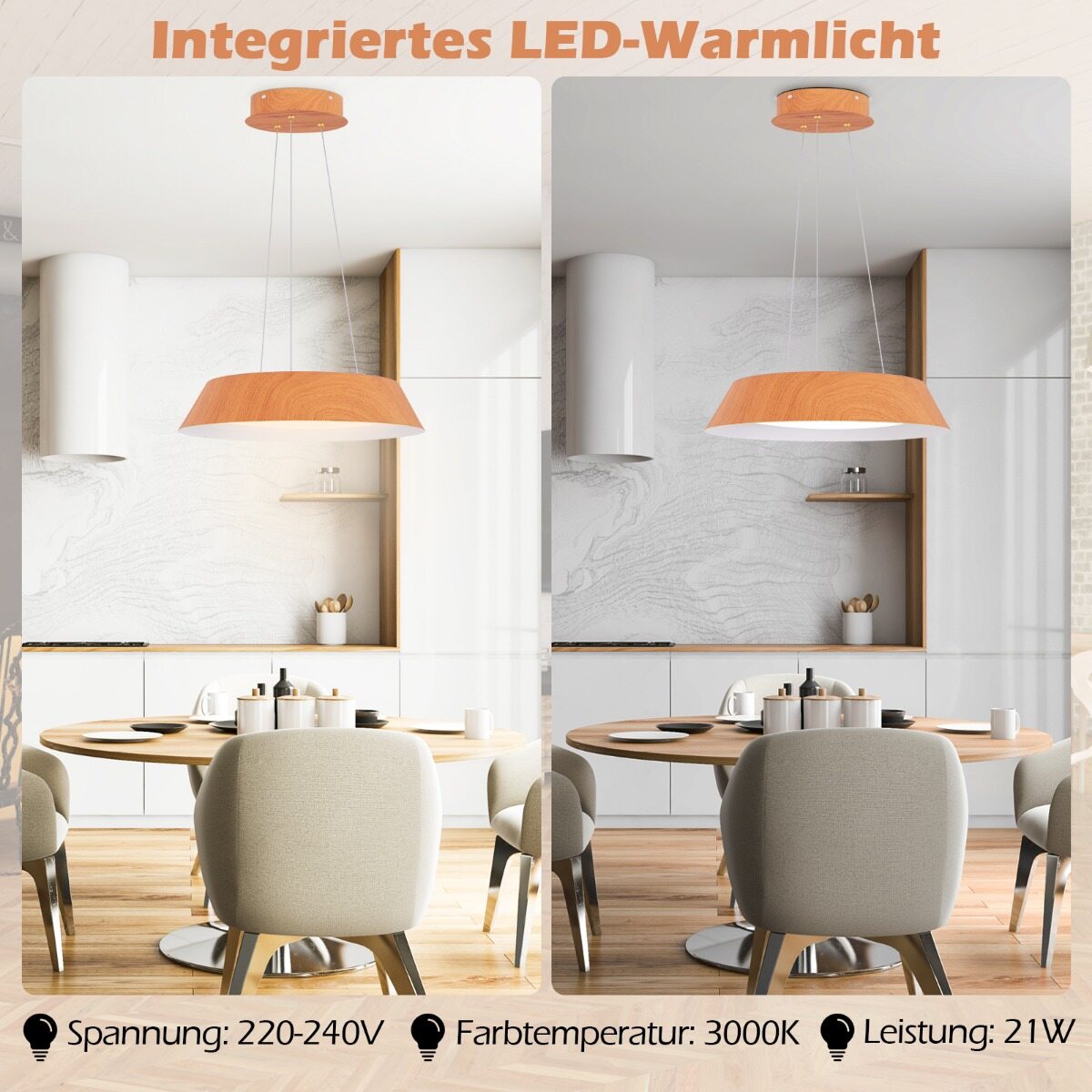21W LED laevalgusti puidumustriga 40x40x145 cm