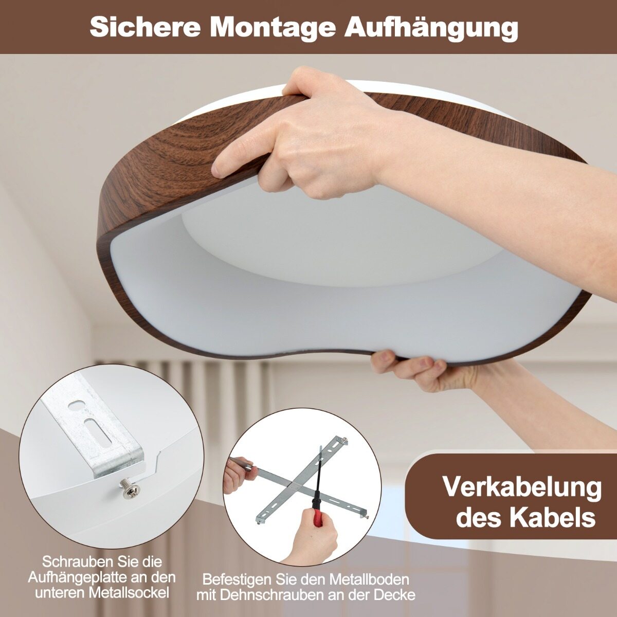 24W LED laevalgusti puidumustriga 41.5×10 cm