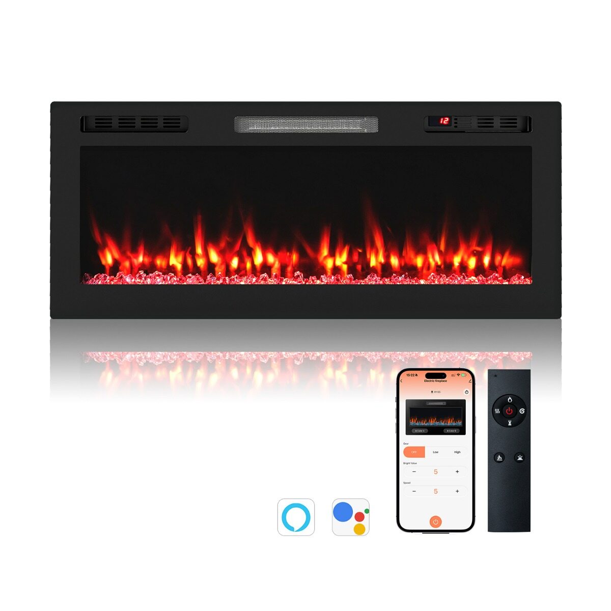 Elektrikamin Alexa ja Google’iga, 750W/1500W