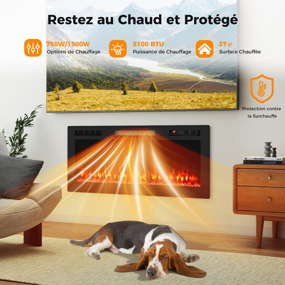 Elektrikamin Alexa ja Google’iga, 750W/1500W