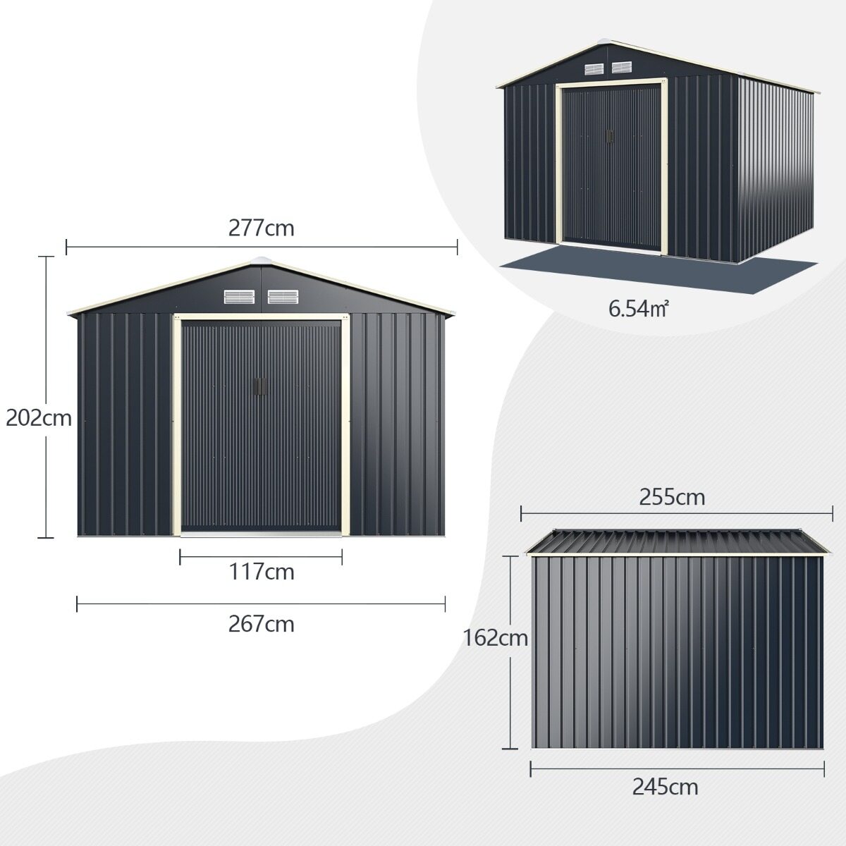 Välivarustuse hoiukuur 3,4×3,19m, liugustega