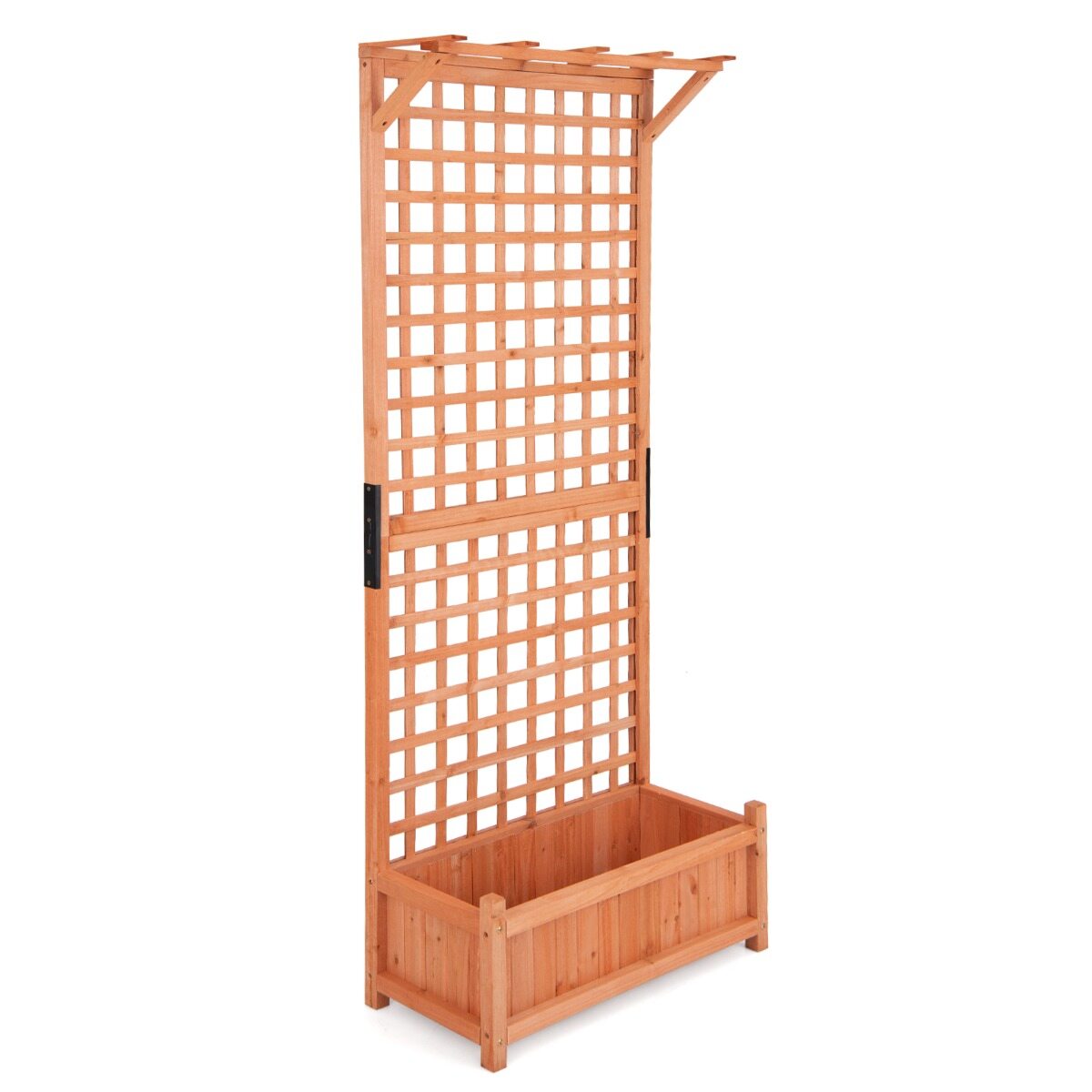 Puidust lillekast kaarega võrega, oranž, 75 × 33 × 183 cm