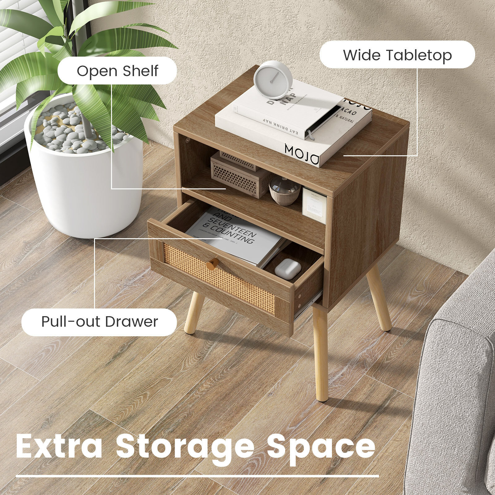 Rattani öökapp 2 tk, naturaalne