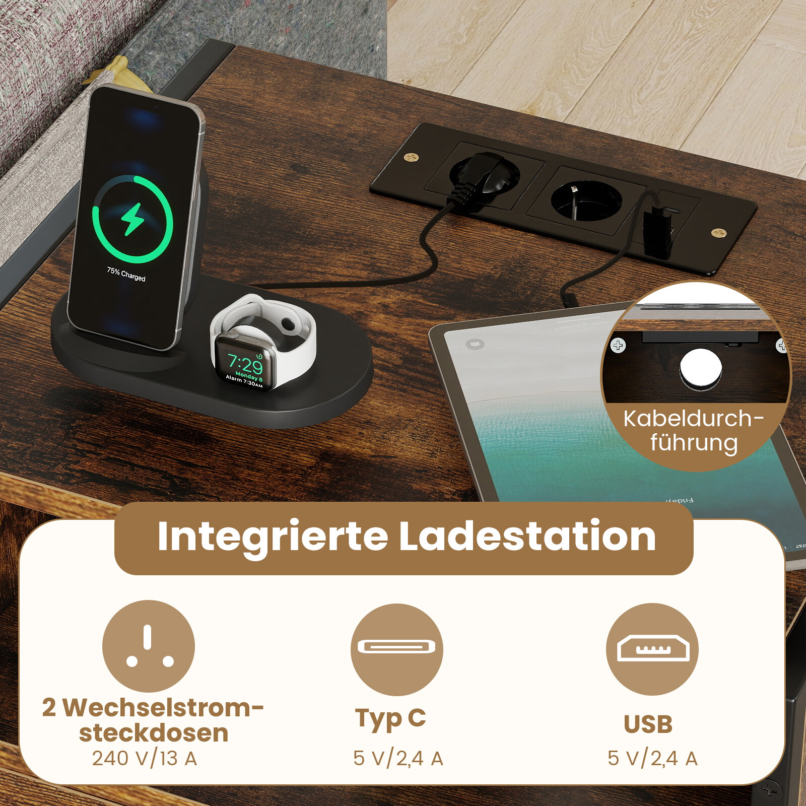 Öökapp laadimisjaamaga, tööstuslik, pruun