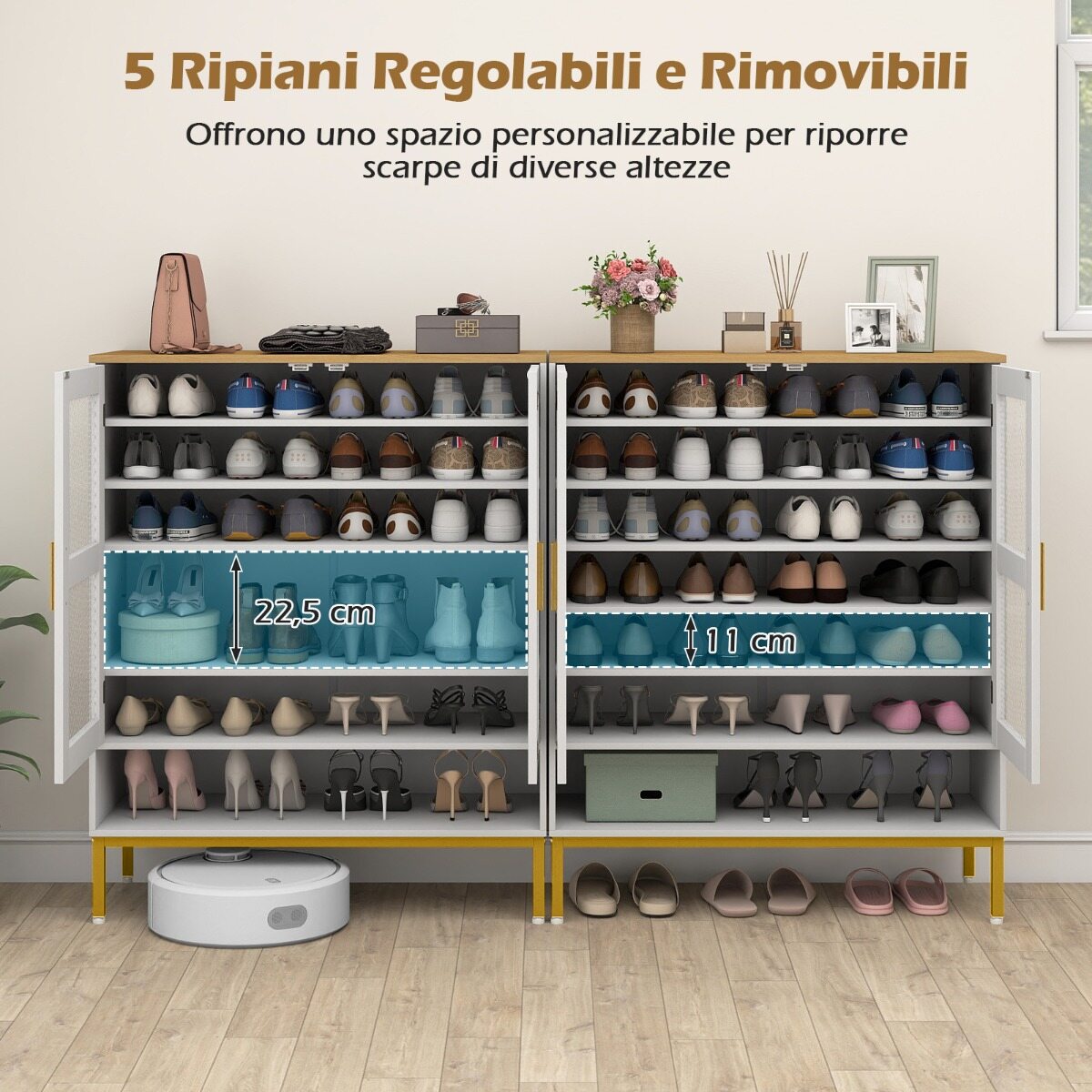 Valge kingakapp 7 riiuliga, reguleeritavad riiulid