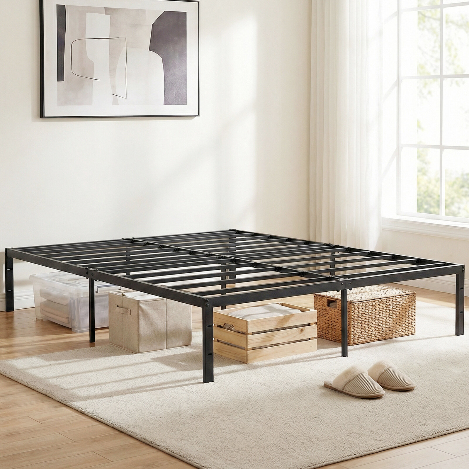 King size metallvoodiraam 160×200 cm, tugev, must