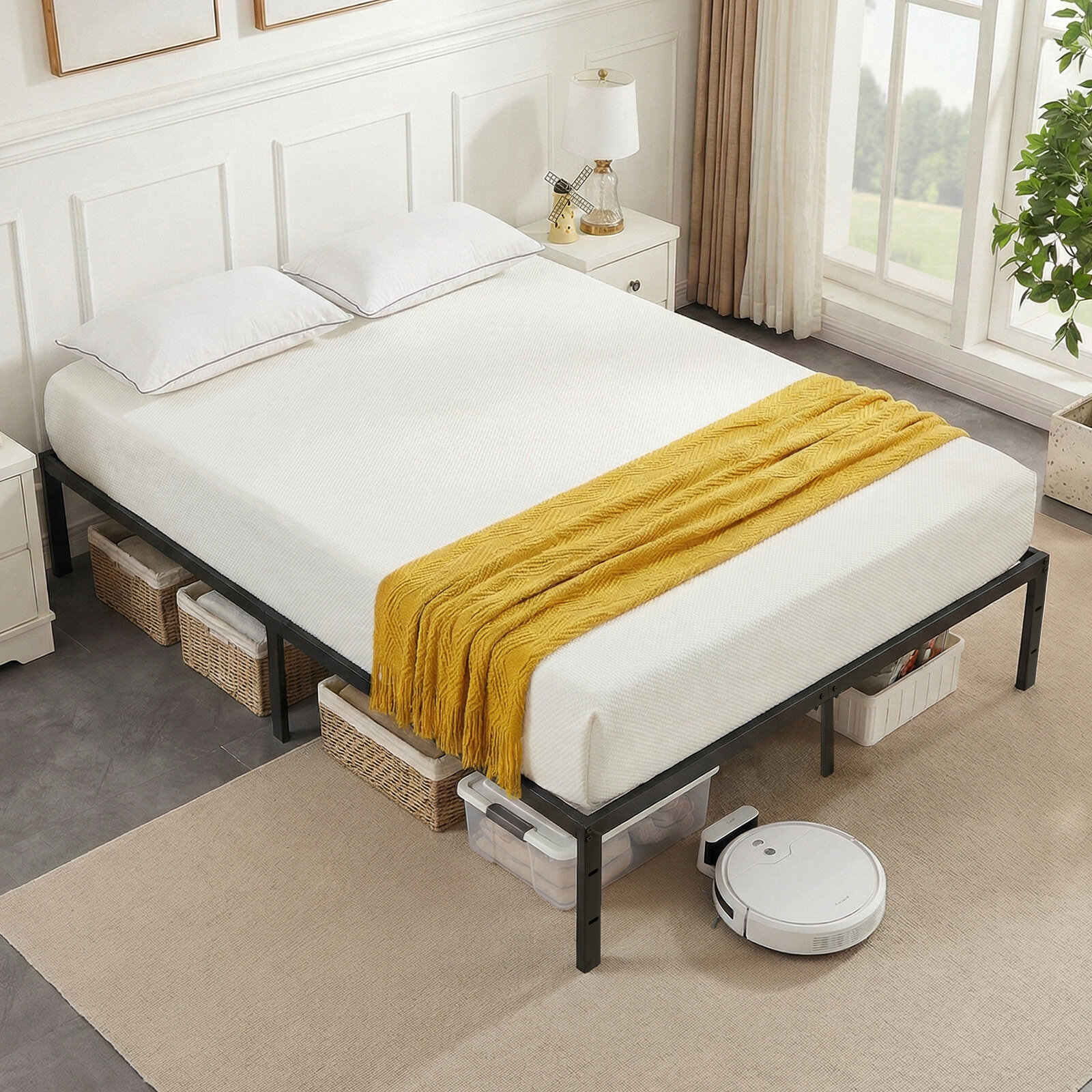 King size metallvoodiraam 160×200 cm, tugev, must