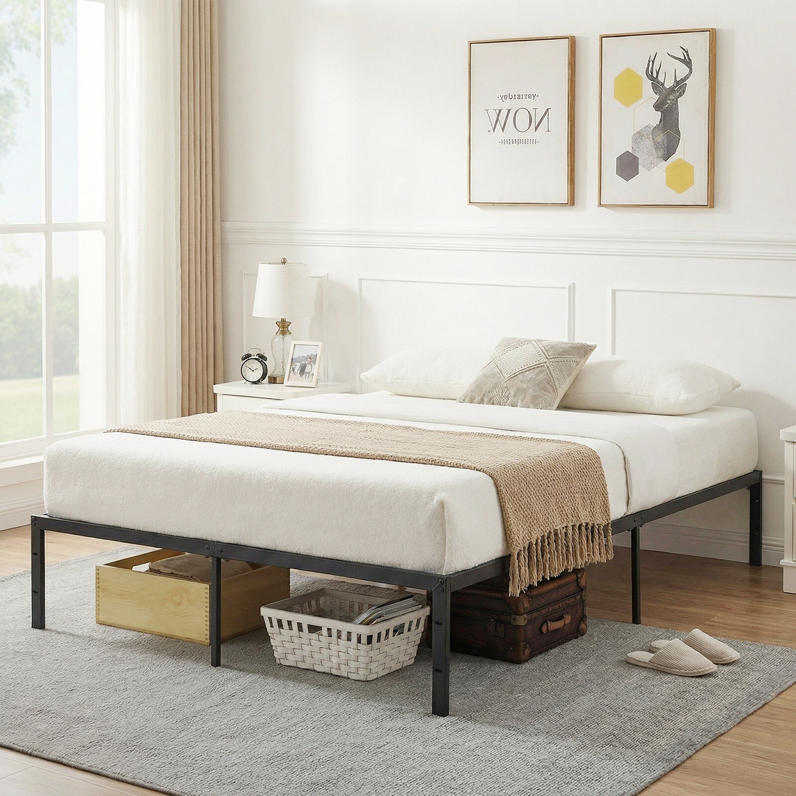 King size metallvoodiraam 160×200 cm, tugev, must