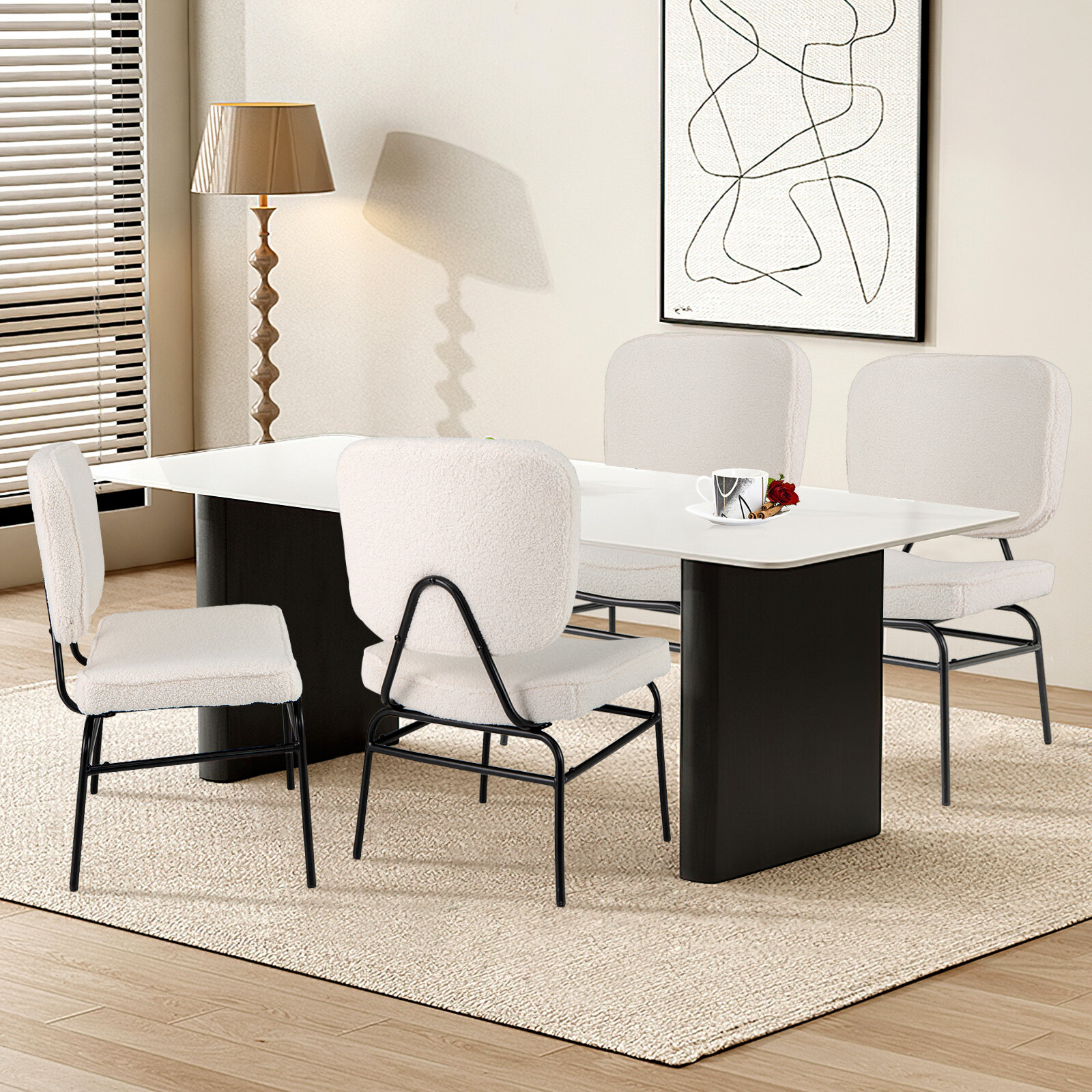 Polsterdatud tugitool reguleeritavate jalgadega, valge