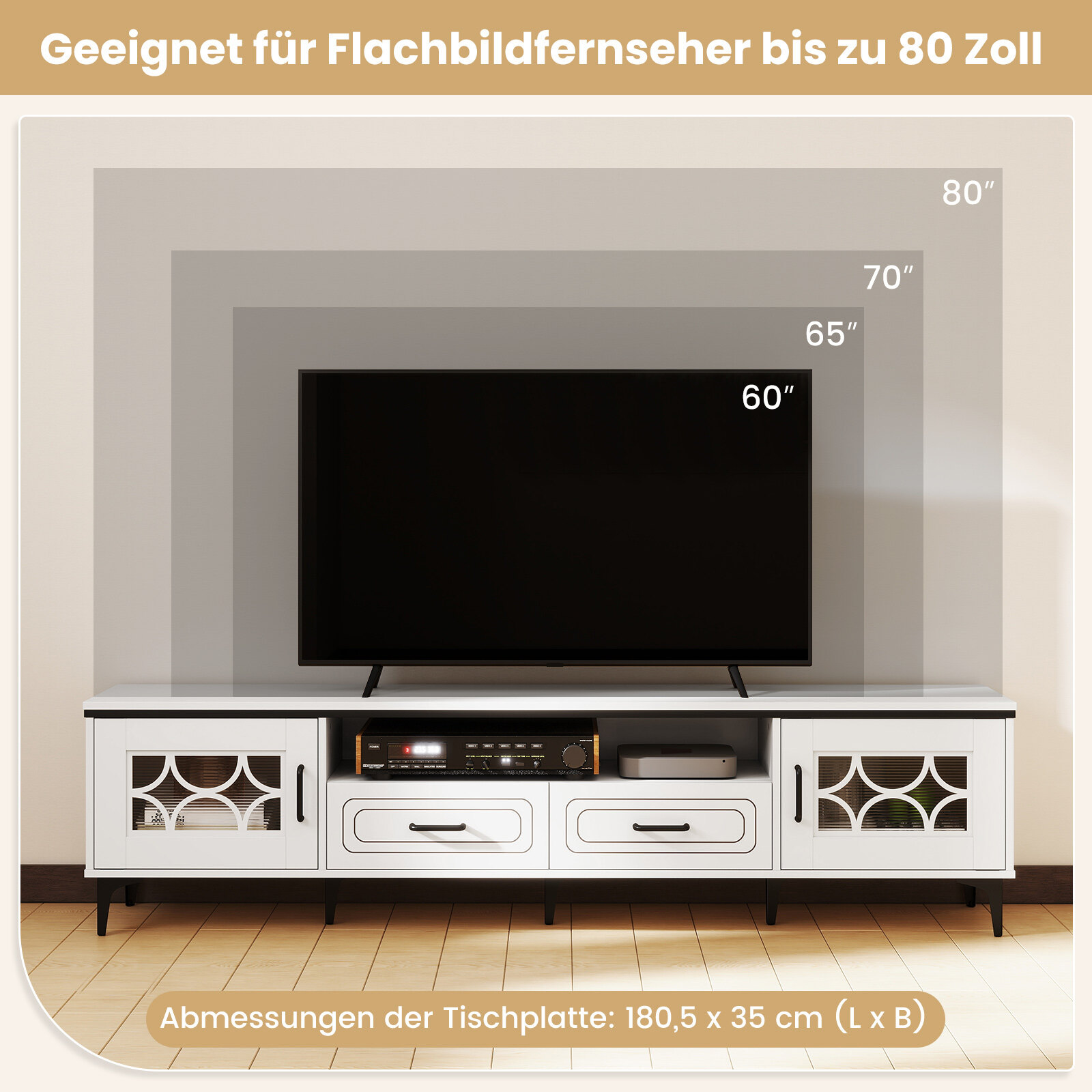TV-alus 180.5cm 80″ telerile valge