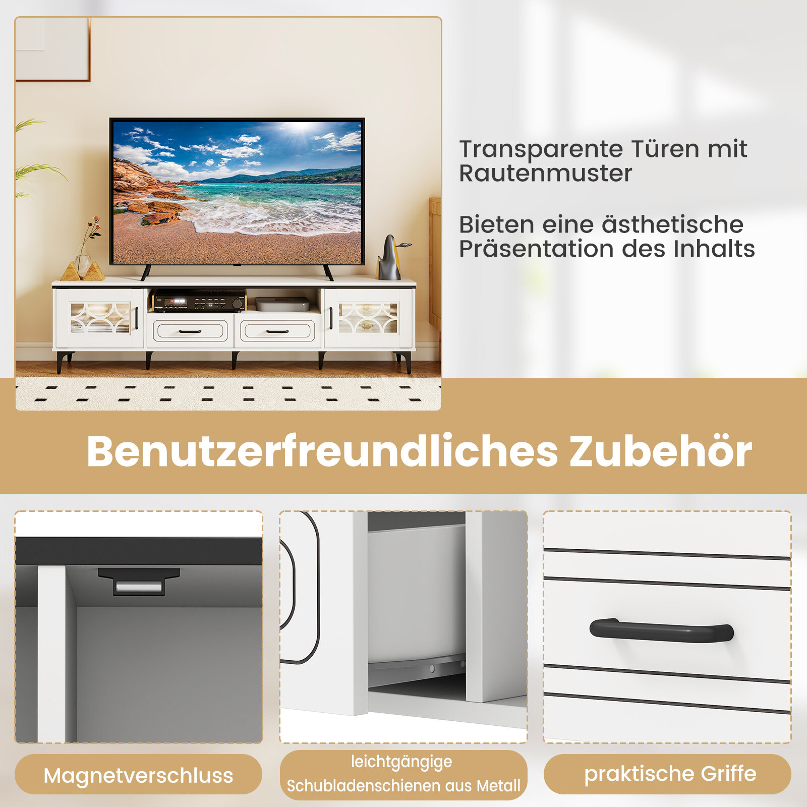 TV-alus 180.5cm 80″ telerile valge