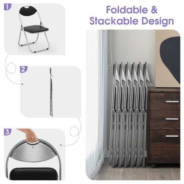 Kokkupandavad toolid 6 tk polsterdatud