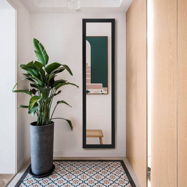 Täismõõdus Vaba Seisev Peegel 155×37 cm, Must