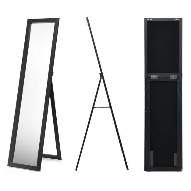 Täismõõdus Vaba Seisev Peegel 155×37 cm, Must