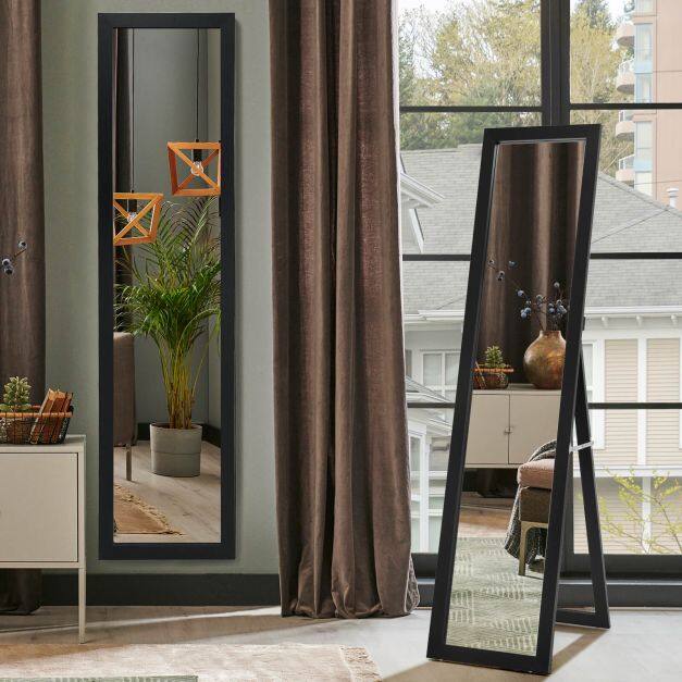 Täismõõdus Vaba Seisev Peegel 155×37 cm, Must