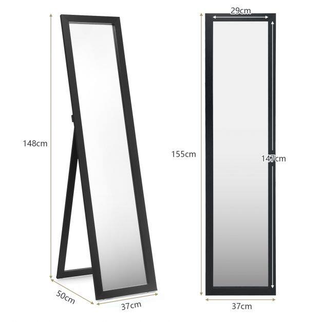 Täismõõdus Vaba Seisev Peegel 155×37 cm, Must